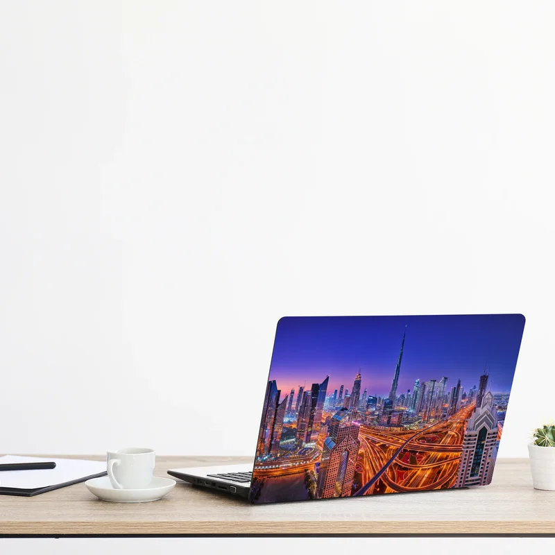 Laptop-Aufkleber Dubai panorama bei dämmerung