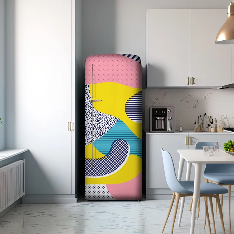 Kühlschrankaufkleber verspieltes abstraktes memphis-muster Kühlschrankaufkleber verspieltes abstraktes memphis-muster