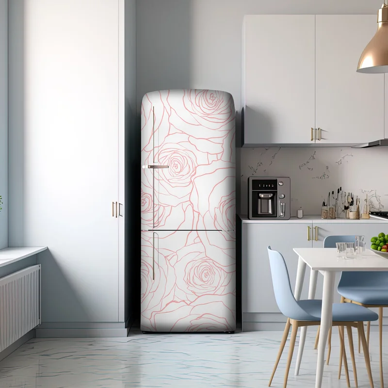 Kühlschrankaufkleber zartes muster rosa rosen