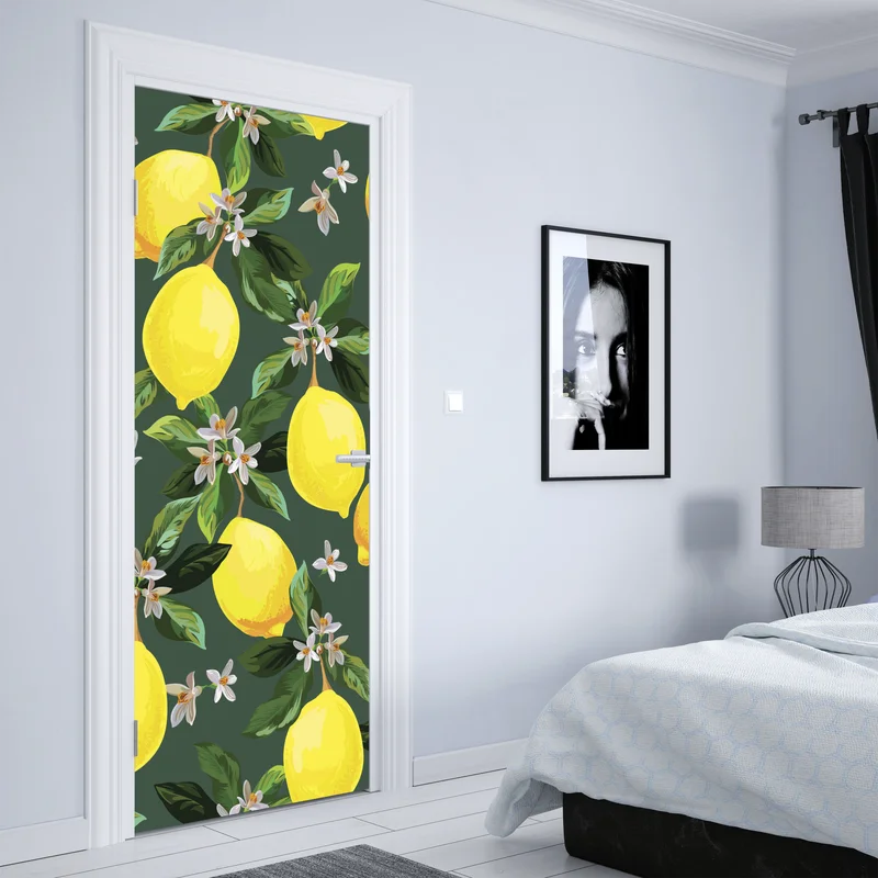 Türaufkleber botanisches zitronenmuster