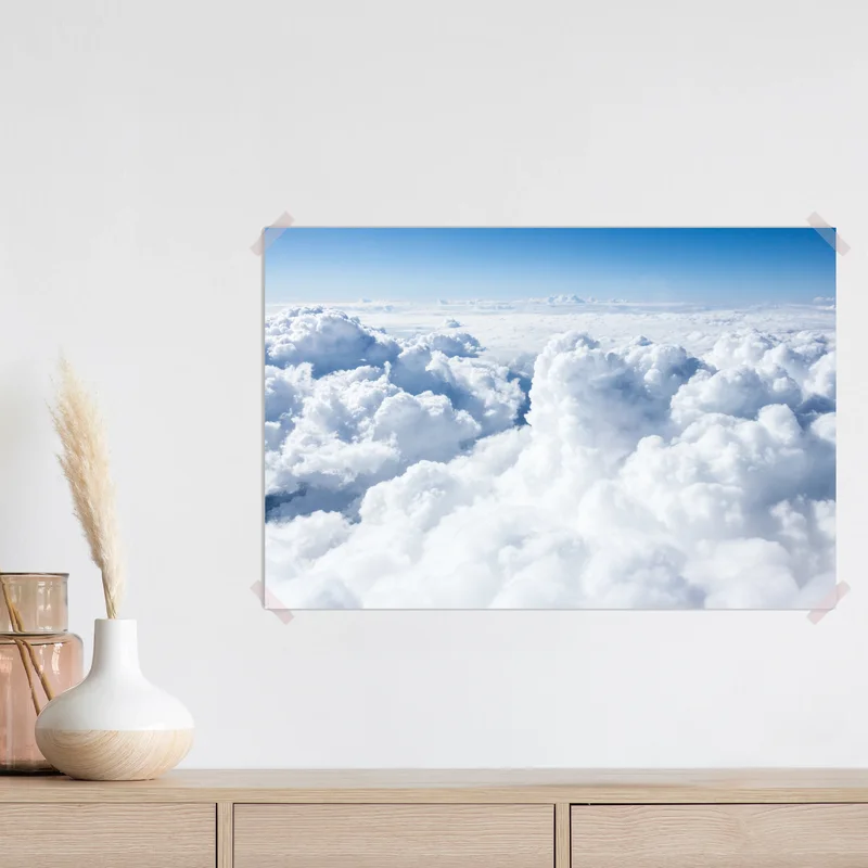 Poster blick von oben: sanfte wolken und blauer himmel Poster blick von oben: sanfte wolken und blauer himmel
