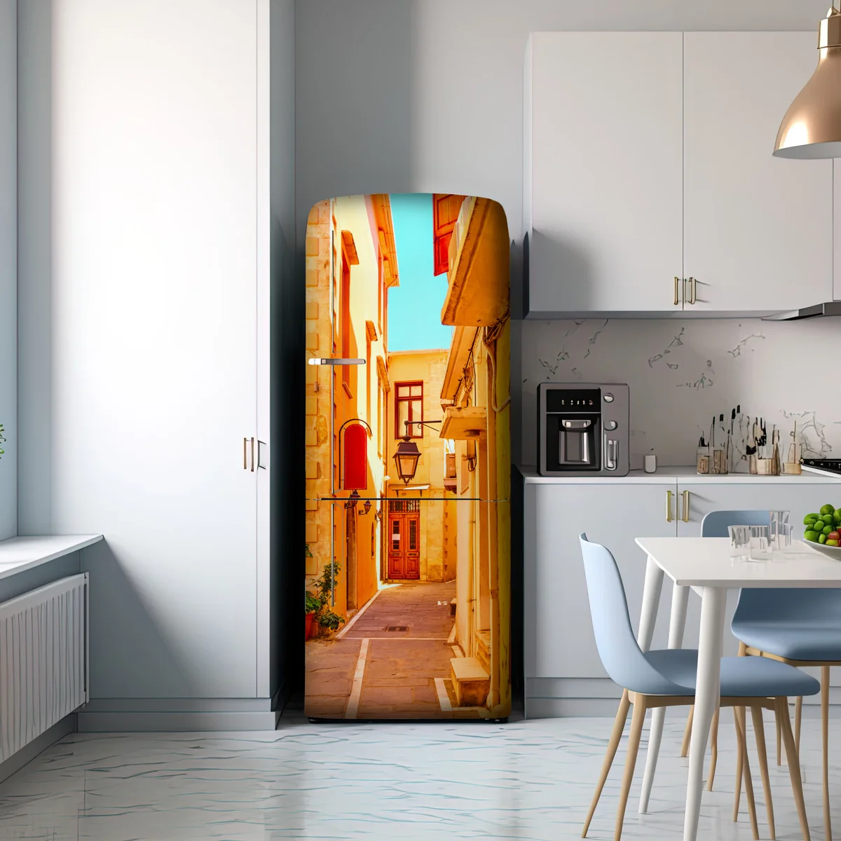Kühlschrankaufkleber sonnige gelbe gasse in Rethymno, Kreta Kühlschrankaufkleber sonnige gelbe gasse in Rethymno, Kreta