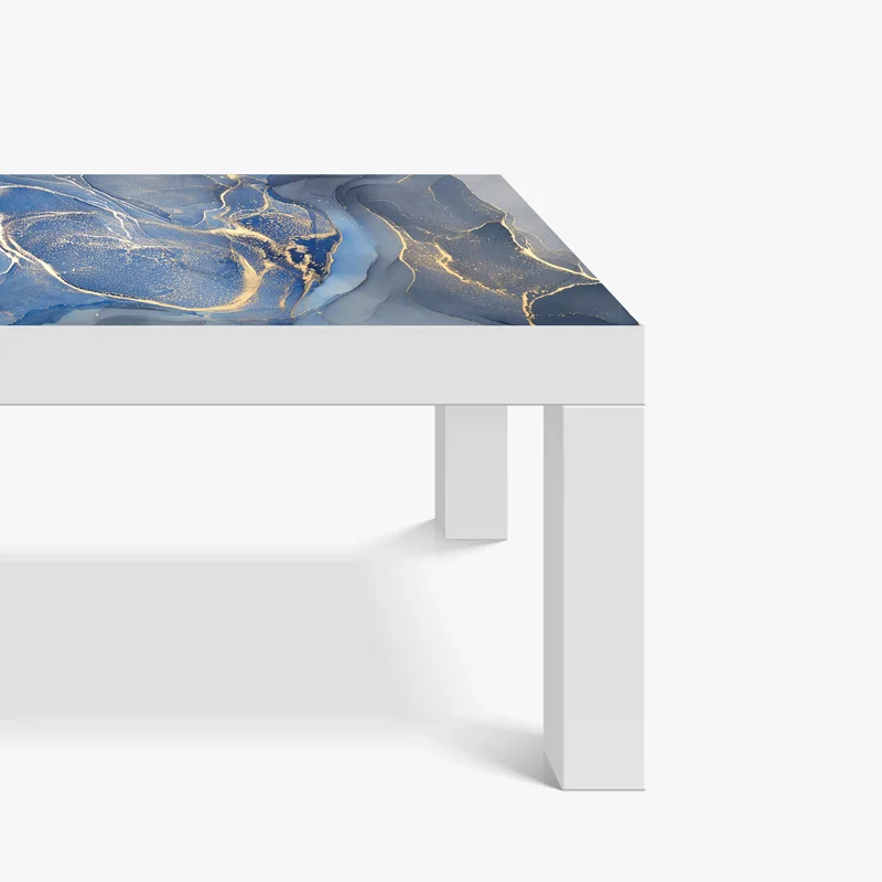 Tischaufkleber und Schreibtischaufkleber ozeanblauer marmor mit goldenen adern