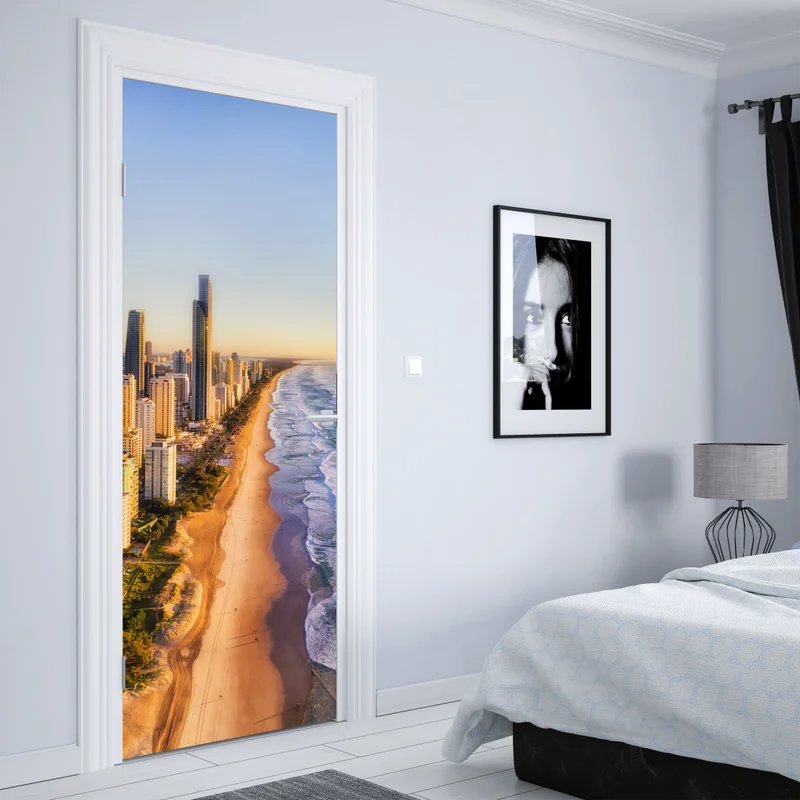 Türaufkleber sonnenaufgang über Surfers Paradise skyline