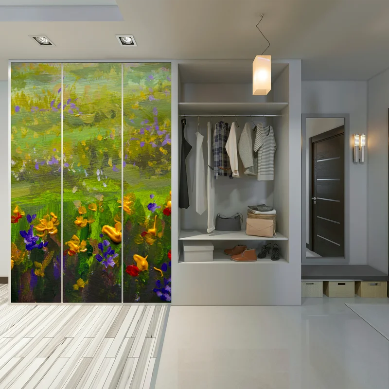 Schrankaufkleber lebendige wiese ölmalerei nahaufnahme