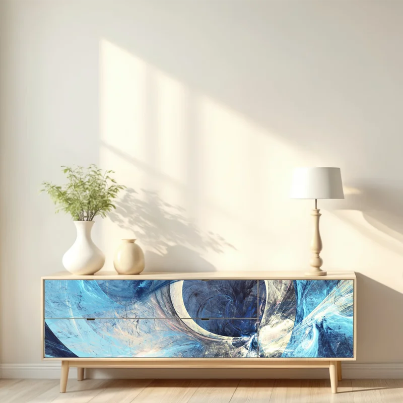 Repositionierbarer Aufkleber blauer fraktalwirbel