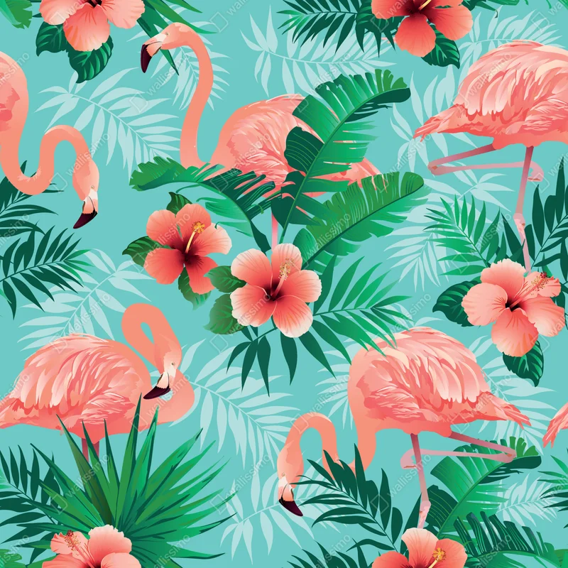 Repositionierbarer Aufkleber tropische flamingo-oase Repositionierbarer Aufkleber tropische flamingo-oase