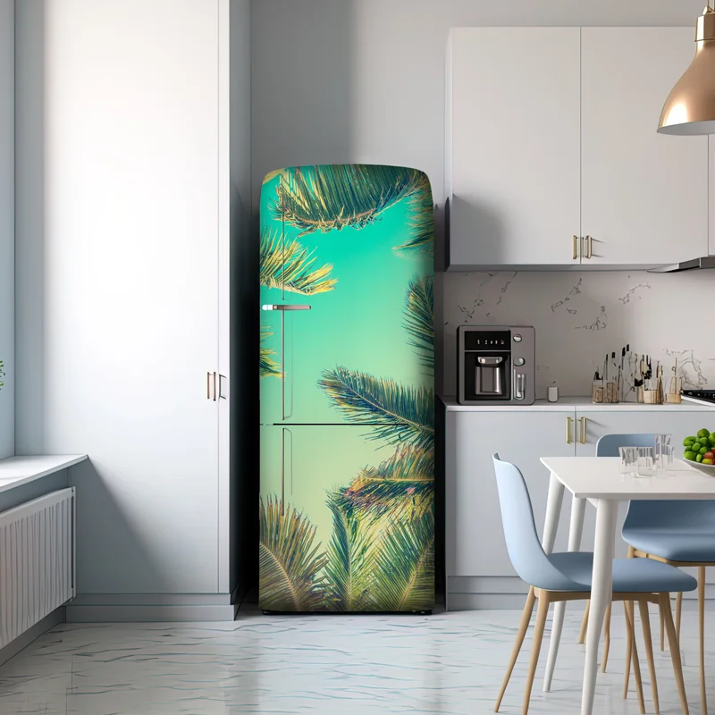 Kühlschrankaufkleber vintage türkis palmenhimmel