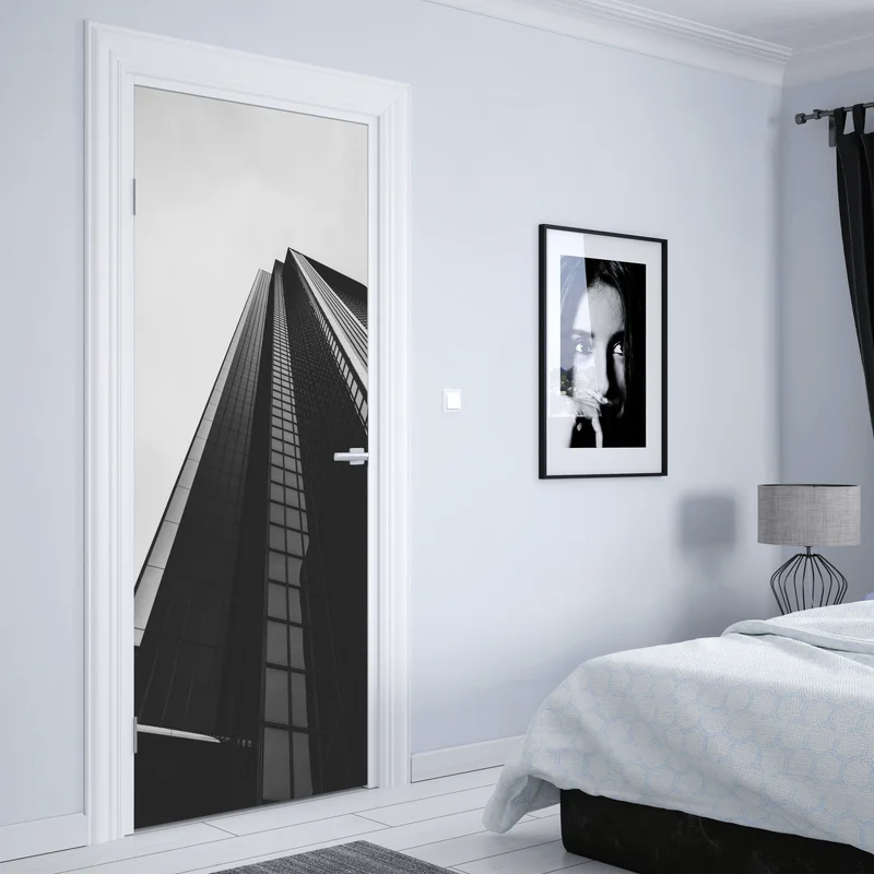 Türaufkleber monochromer wolkenkratzer in perspektive Türaufkleber monochromer wolkenkratzer in perspektive