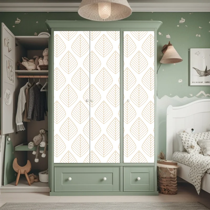 Schrankaufkleber elegantes goldenes geometrisches blattmuster