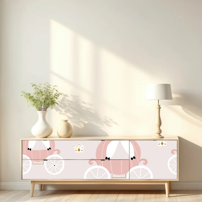 Repositionierbarer Aufkleber rosa prinzessinnenkutsche muster