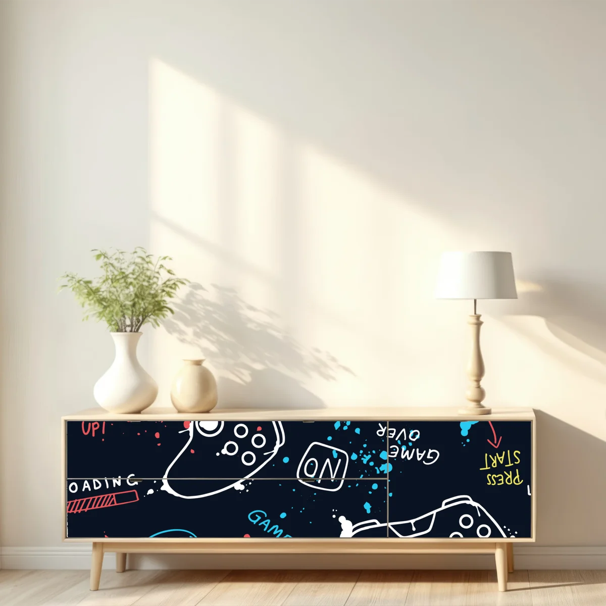 Repositionierbarer Aufkleber buntes gamepad-muster Repositionierbarer Aufkleber buntes gamepad-muster