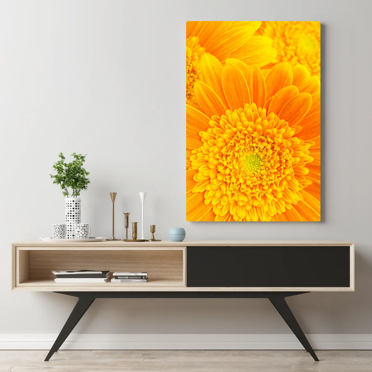 Leinwandbild intensive orange gerbera nahaufnahme • Leinwandbilder bei Wallnifity® Leinwandbild intensive orange gerbera nahaufnahme • Leinwandbilder bei Wallnifity®