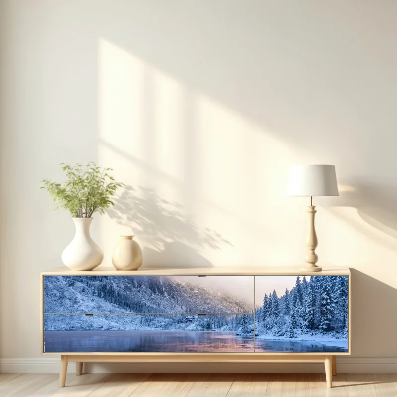 Repositionierbarer Aufkleber winterlicher sonnenaufgang in der Hohen Tatra Repositionierbarer Aufkleber winterlicher sonnenaufgang in der Hohen Tatra