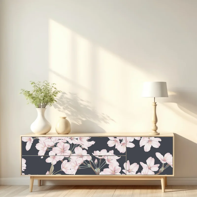 Repositionierbarer Aufkleber zartes kirschblütenmuster