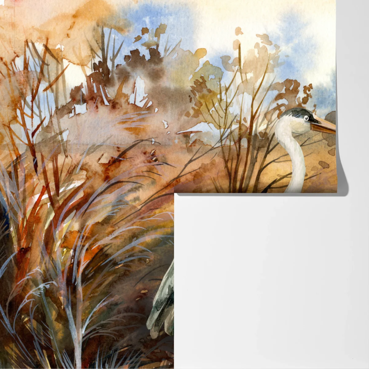 Fototapete zwei reiher im herbstlichen sumpf Fototapete zwei reiher im herbstlichen sumpf