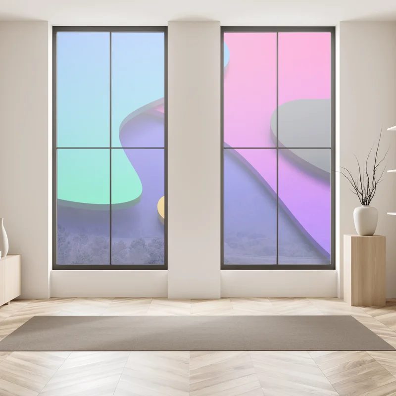 Fensteraufkleber lebhafte abstrakte 3d-kurven