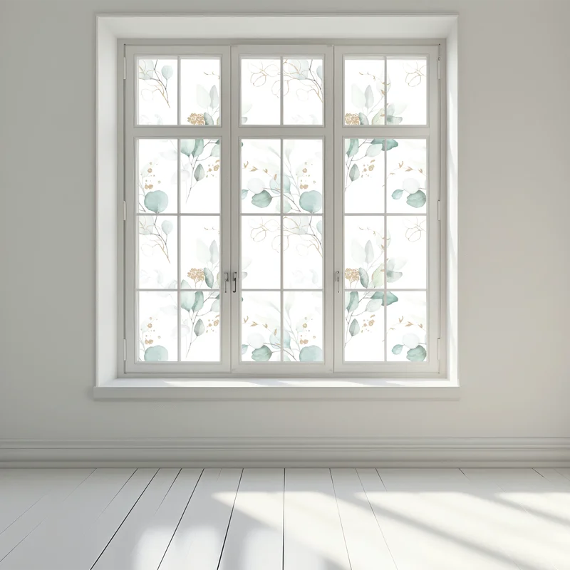 Fensteraufkleber eukalyptus aquarell muster in grüntönen