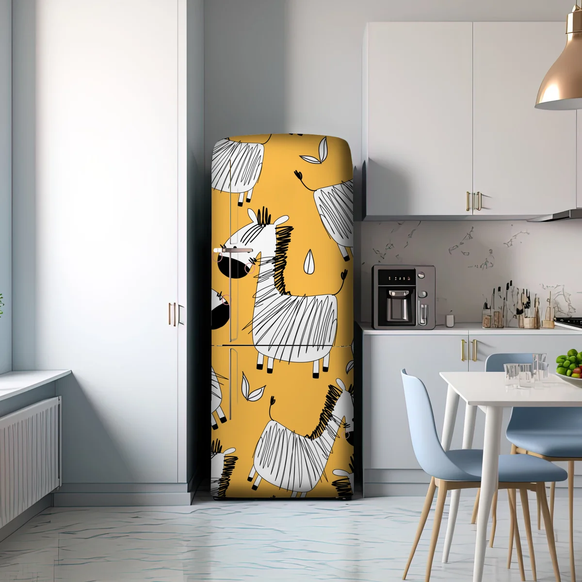 Kühlschrankaufkleber verspieltes zebramuster für kinderzimmer Kühlschrankaufkleber verspieltes zebramuster für kinderzimmer