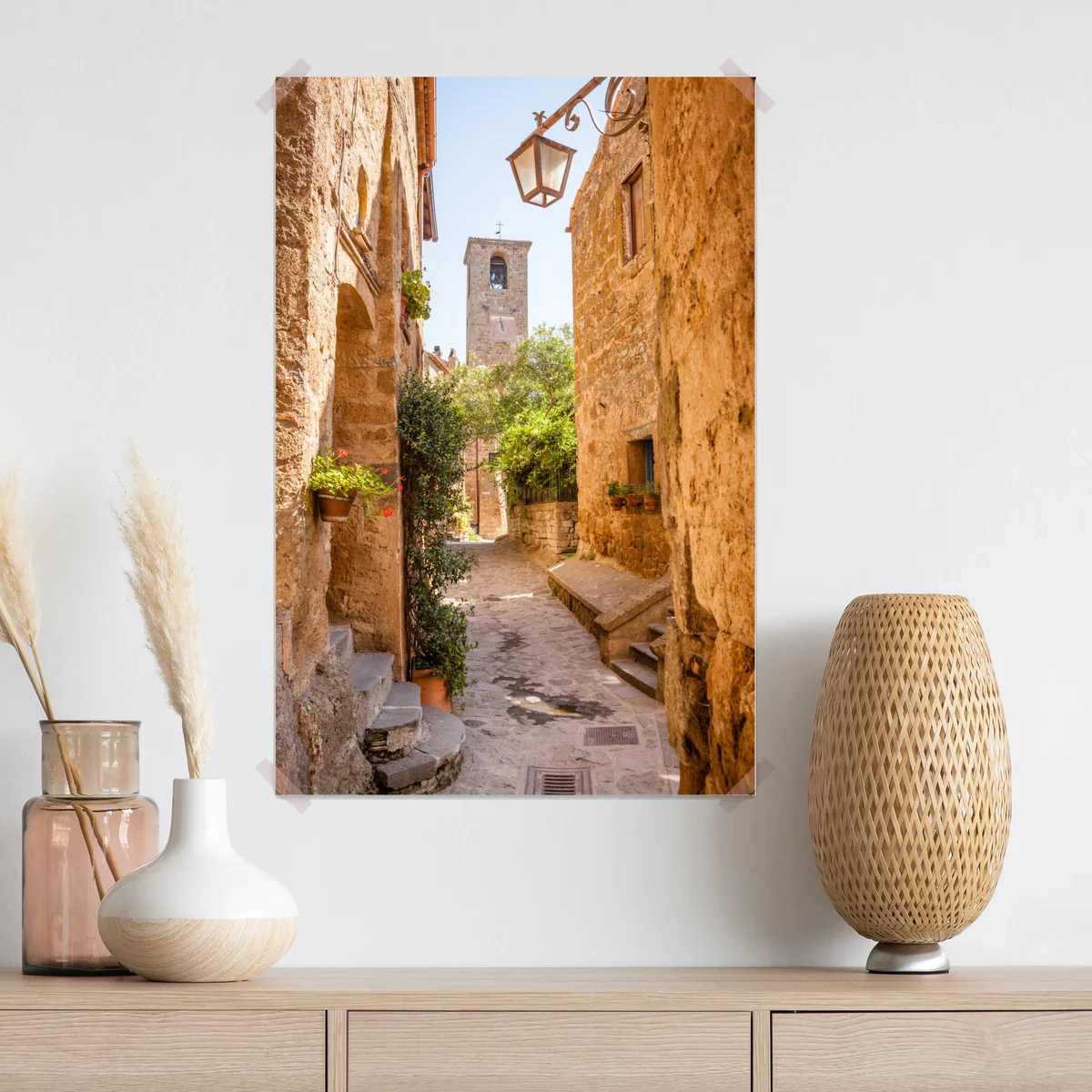 Poster sonnige gasse in Civita di Bagnoregio Poster sonnige gasse in Civita di Bagnoregio