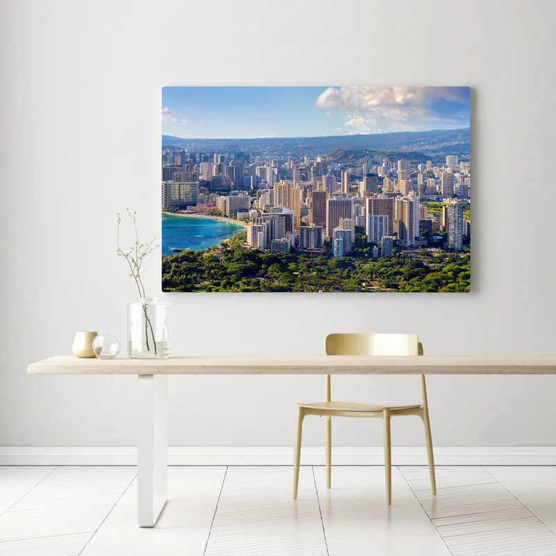 Leinwandbild panoramablick auf eine tropische küstenstadt Leinwandbild panoramablick auf eine tropische küstenstadt