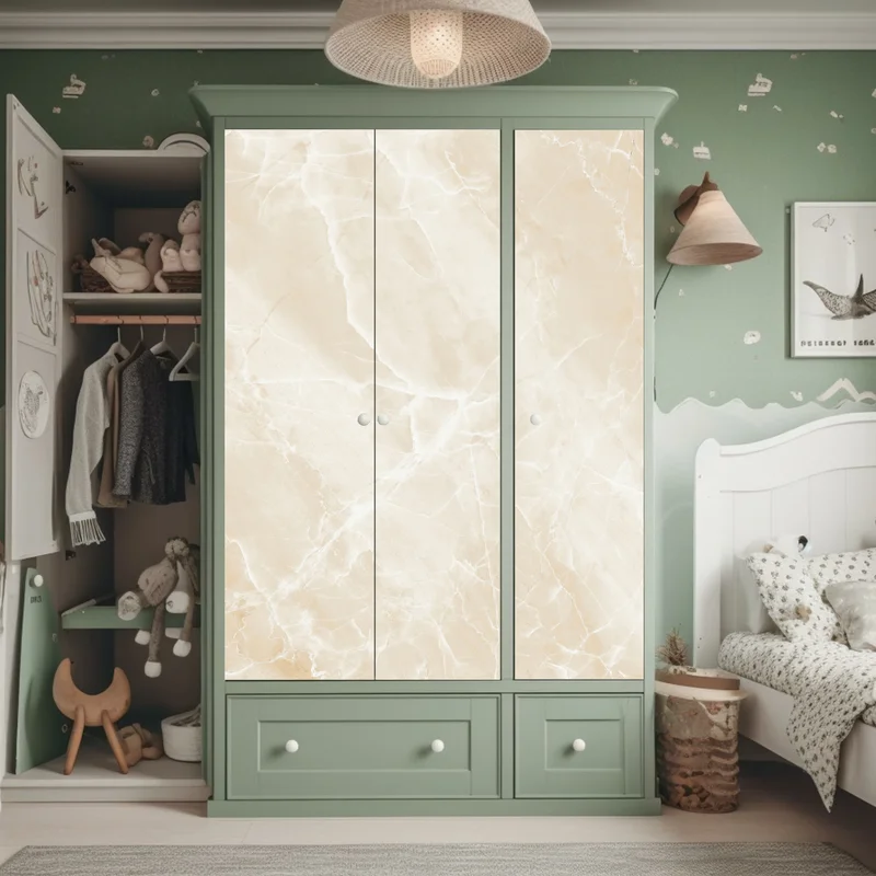 Schrankaufkleber beige marmorstruktur mit weißen adern