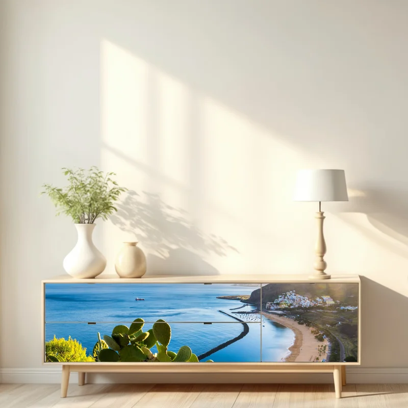 Repositionierbarer Aufkleber sonniger strand Las Teresitas panorama