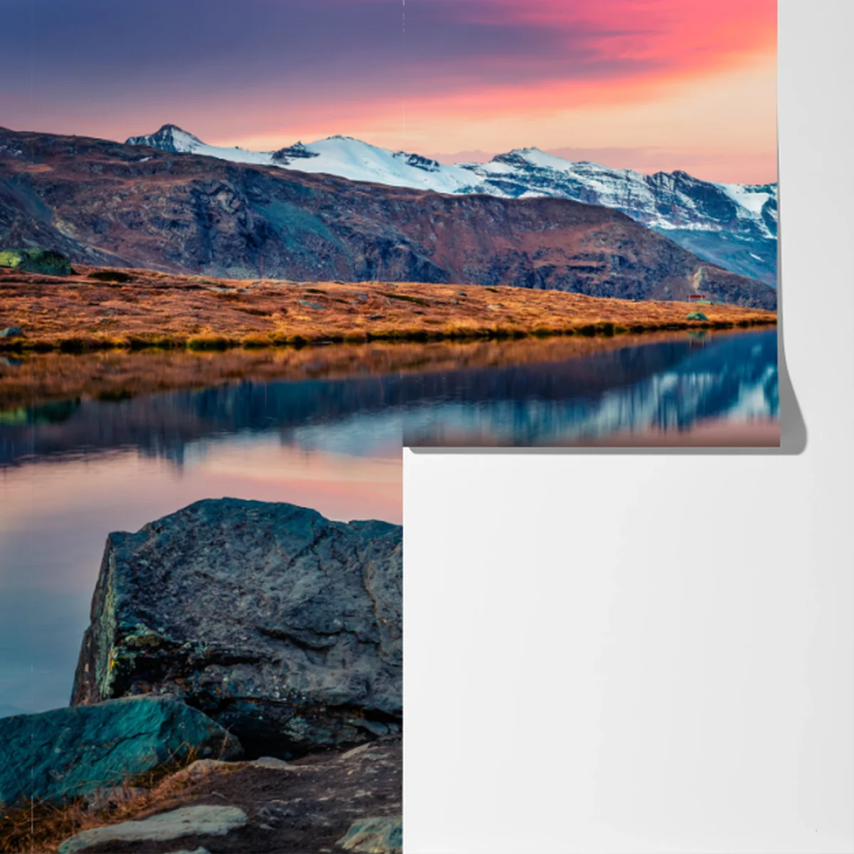 Fototapete majestätisches Matterhorn spiegelt sich im Stellisee Fototapete majestätisches Matterhorn spiegelt sich im Stellisee