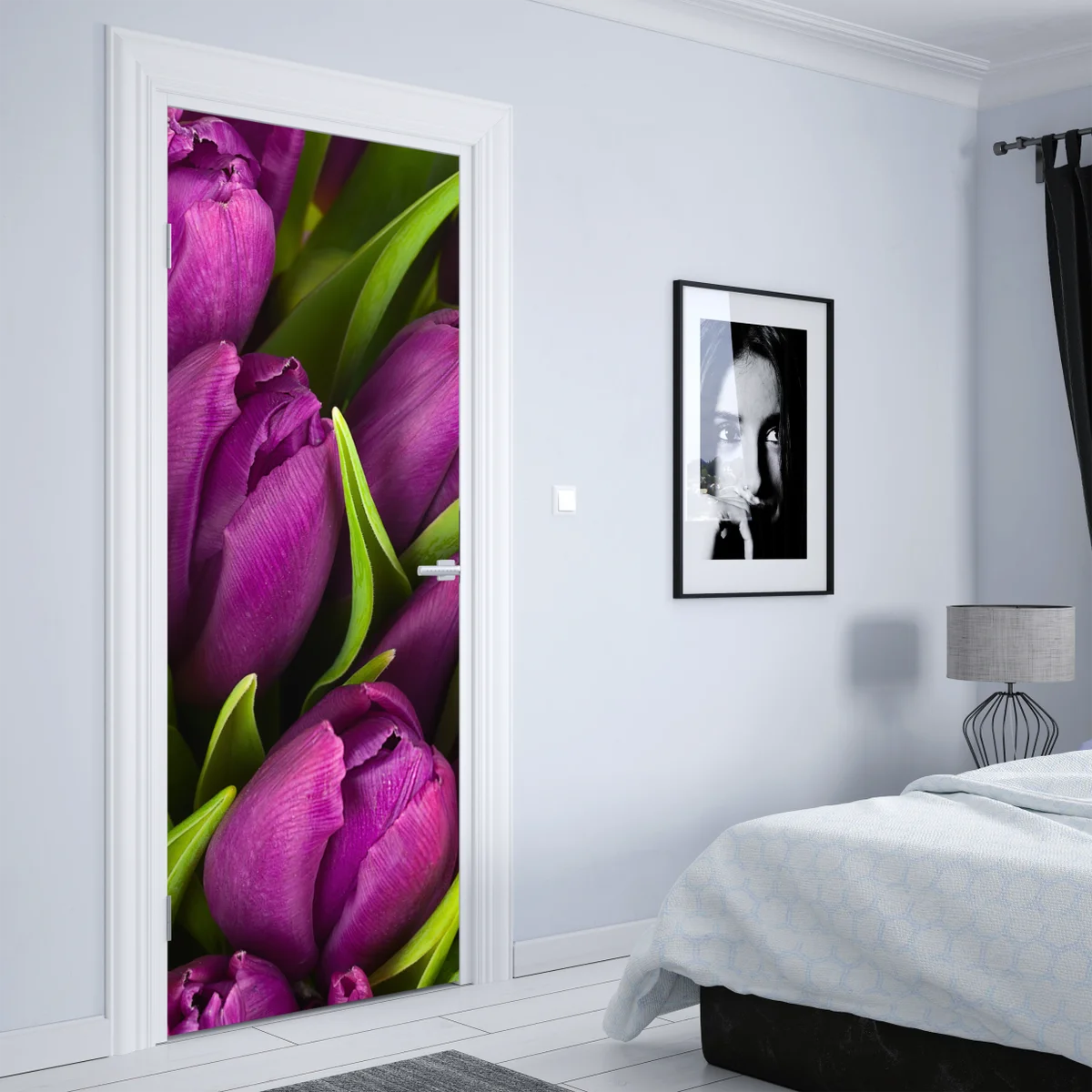 Türaufkleber lila tulpen im bukett Türaufkleber lila tulpen im bukett