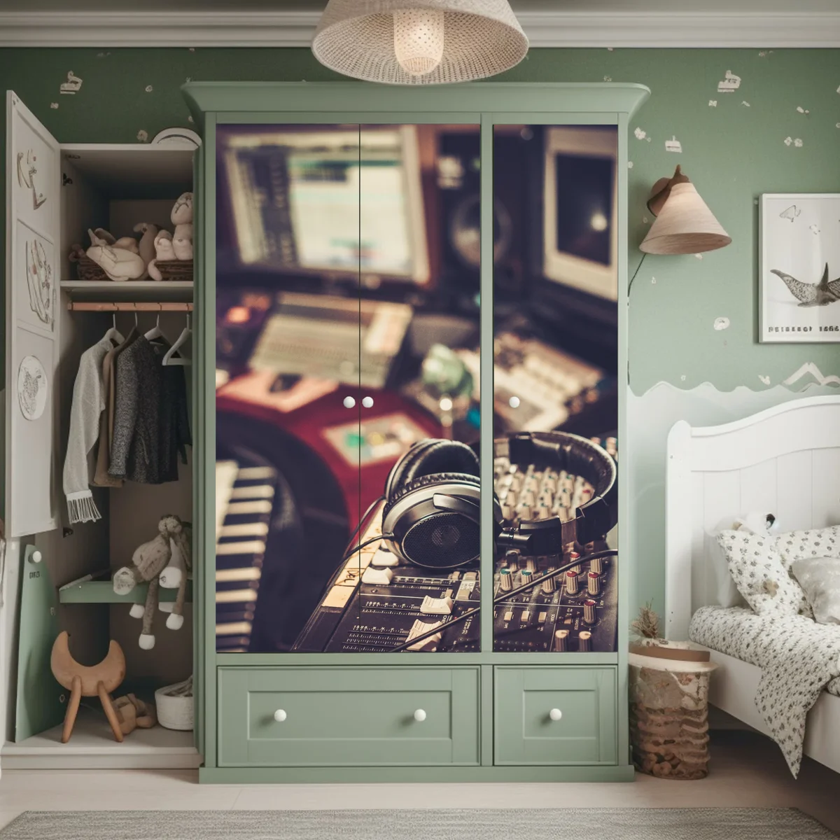 Schrankaufkleber vintage aufnahmestudio am mischpult Schrankaufkleber vintage aufnahmestudio am mischpult