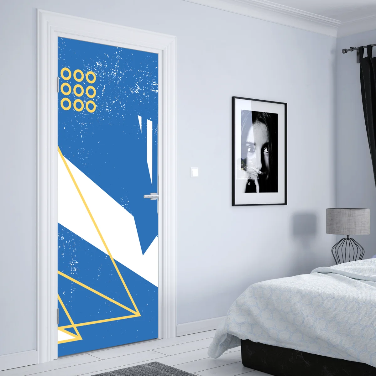 Türaufkleber geometrische abstraktion in blau Türaufkleber geometrische abstraktion in blau