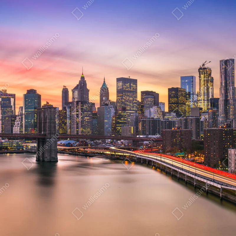 Fototapete panorama von New York bei sonnenuntergang Fototapete panorama von New York bei sonnenuntergang