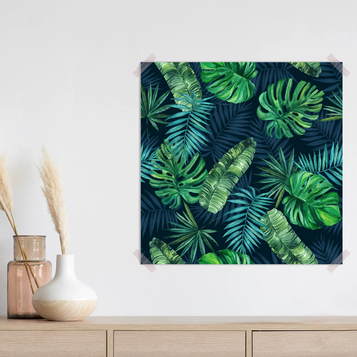 Poster tropisches blattmuster in aquarell • Poster bei Wallnifity® Poster tropisches blattmuster in aquarell • Poster bei Wallnifity®