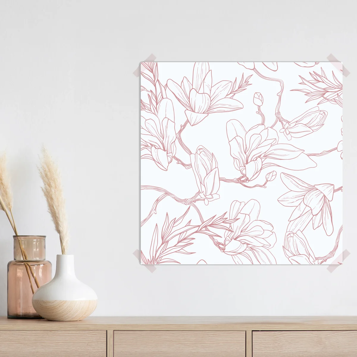 Poster zartes magnolienmuster in sanftem rosa Poster zartes magnolienmuster in sanftem rosa