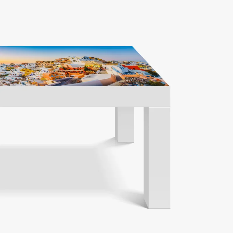 Tischaufkleber und Schreibtischaufkleber sonnenuntergang über Santorini panoramaansicht