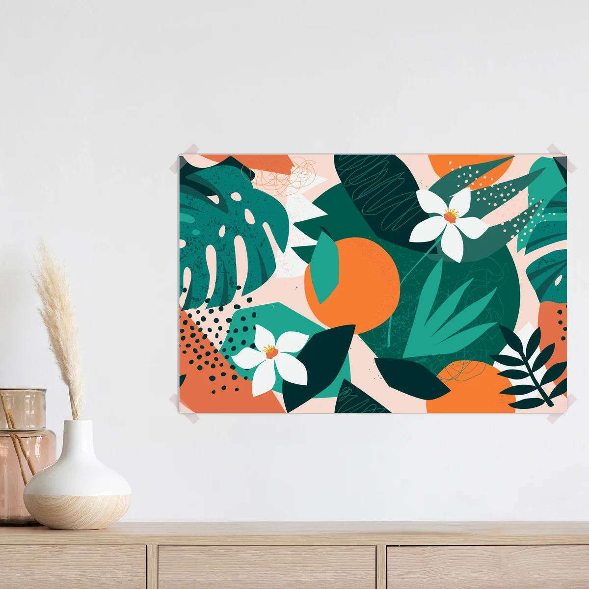 Poster tropische blätter und zitrus illustration • Poster bei Wallnifity® Poster tropische blätter und zitrus illustration • Poster bei Wallnifity®