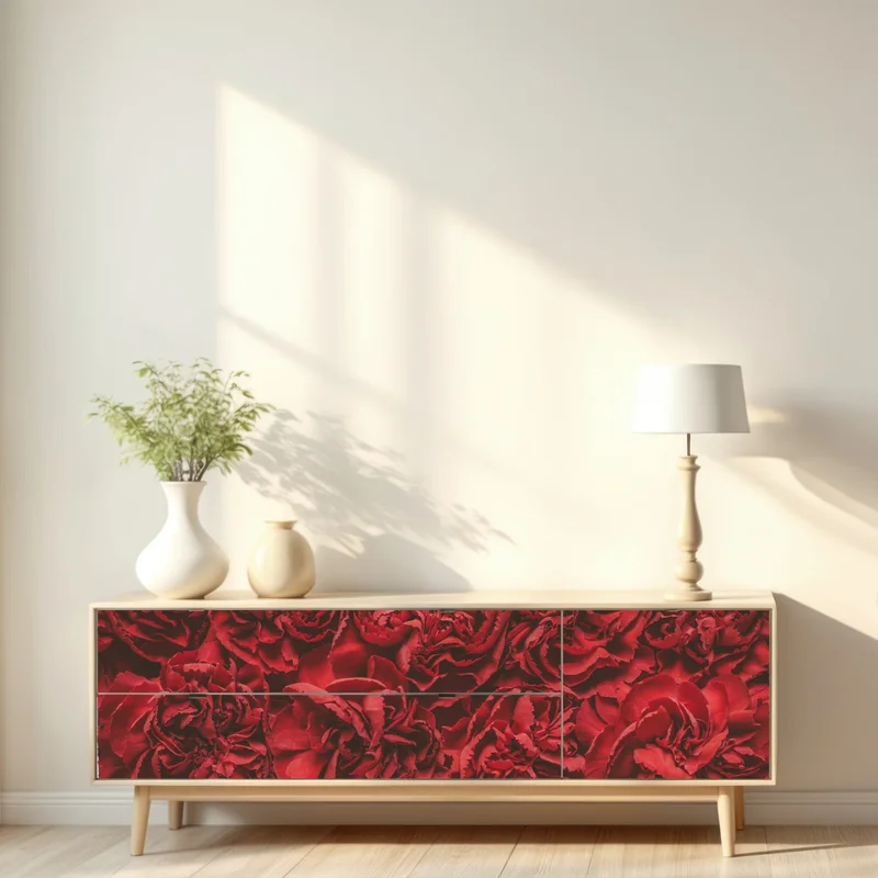 Repositionierbarer Aufkleber vintage rote nelken blumenmuster