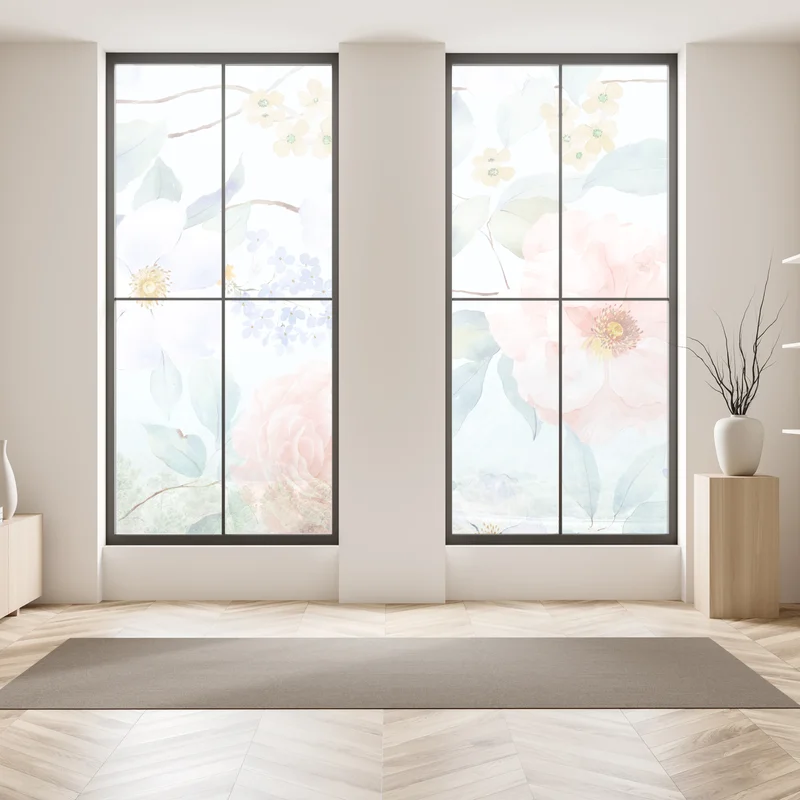 Fensteraufkleber zarte pastellblumen in aquarell