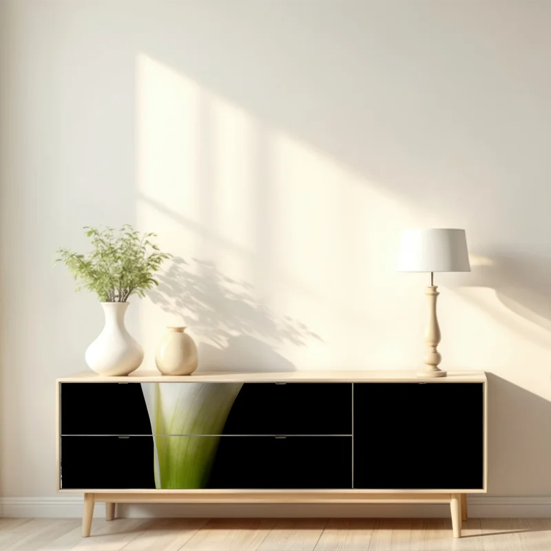 Repositionierbarer Aufkleber elegante weiße calla auf schwarzem hintergrund