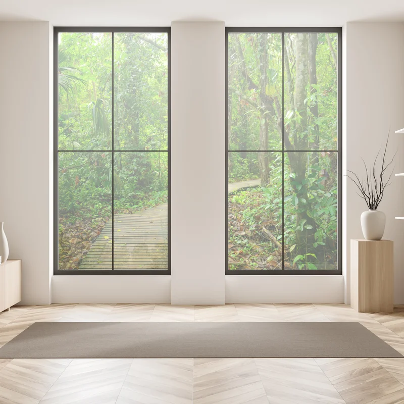 Naklejka na okno tropikalna kładka w bujnym lesie