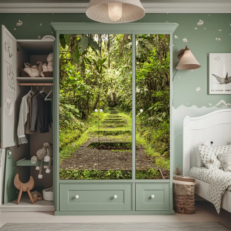 Schrankaufkleber pfad durch üppigen dschungel