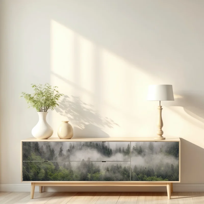 Repositionierbarer Aufkleber nebliger küstenwald, British Columbia