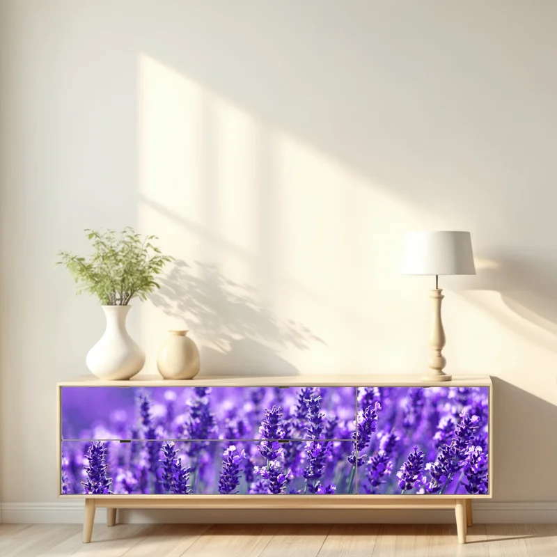 Repositionierbarer Aufkleber lavendelfeld nahaufnahme Repositionierbarer Aufkleber lavendelfeld nahaufnahme