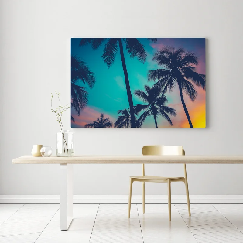 Leinwandbild vintage palmen auf Hawaii bei sonnenuntergang Leinwandbild vintage palmen auf Hawaii bei sonnenuntergang
