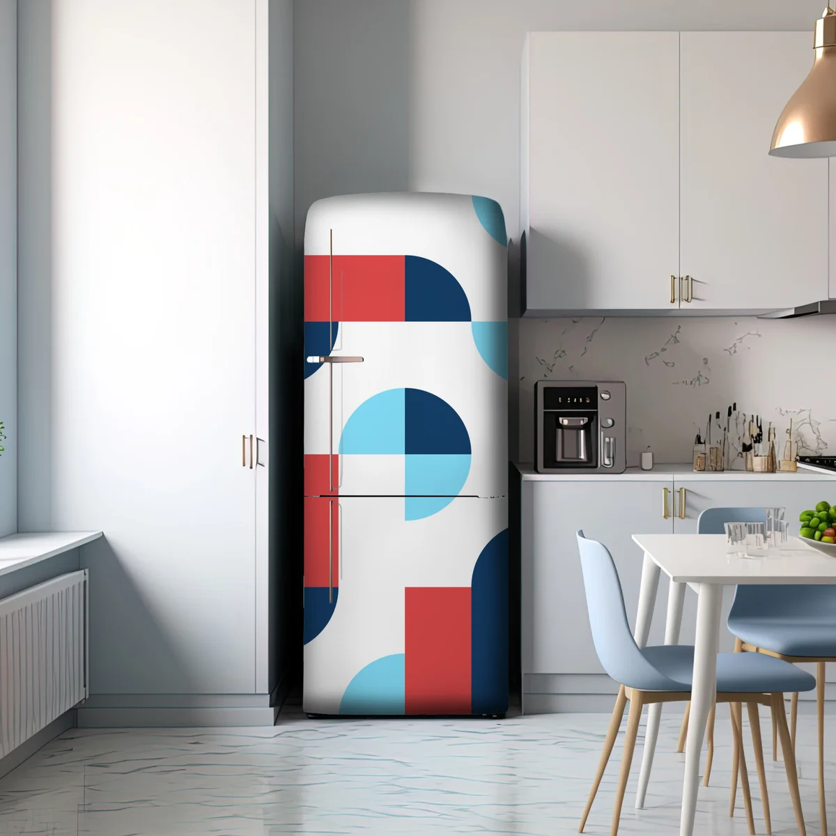 Kühlschrankaufkleber mutiges geometrisches muster in dunkelblau und koralle Kühlschrankaufkleber mutiges geometrisches muster in dunkelblau und koralle