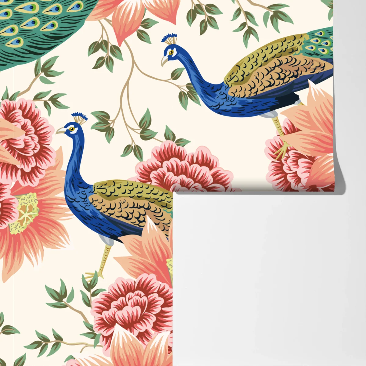 Fototapete elegantes pfauen- und blumenmuster Fototapete elegantes pfauen- und blumenmuster
