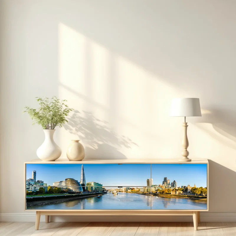 Repositionierbarer Aufkleber London panoramablick über dem fluss Repositionierbarer Aufkleber London panoramablick über dem fluss