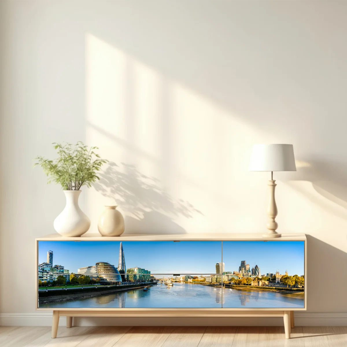 Repositionierbarer Aufkleber London panoramablick über dem fluss Repositionierbarer Aufkleber London panoramablick über dem fluss