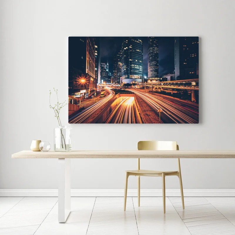 Leinwandbild nächtliche lichtspuren über der stadtautobahn Leinwandbild nächtliche lichtspuren über der stadtautobahn