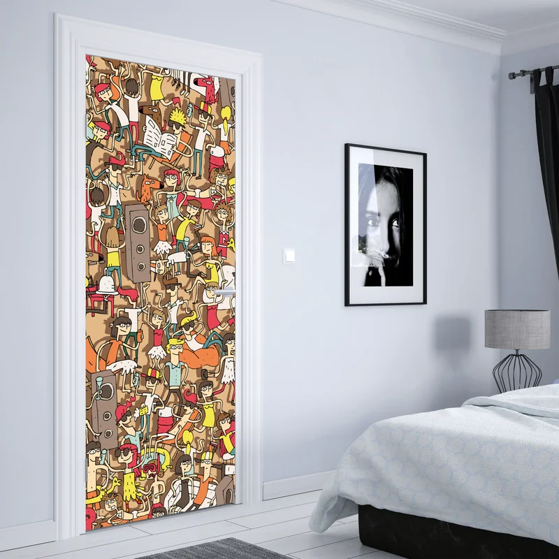 Türaufkleber verspieltes party-muster mit menschen